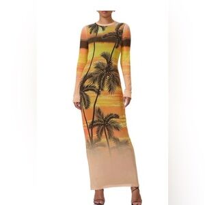 AFRM Sunset Palm Maxi Dress NWT